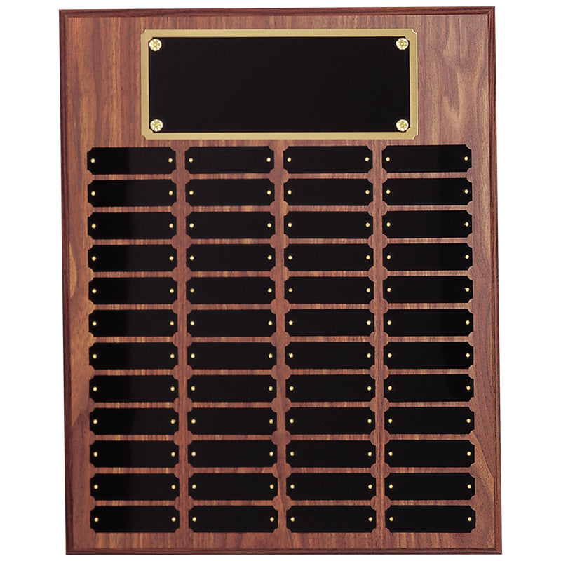 Walnut Finish Perpetual Plaque with Black and Gold Header