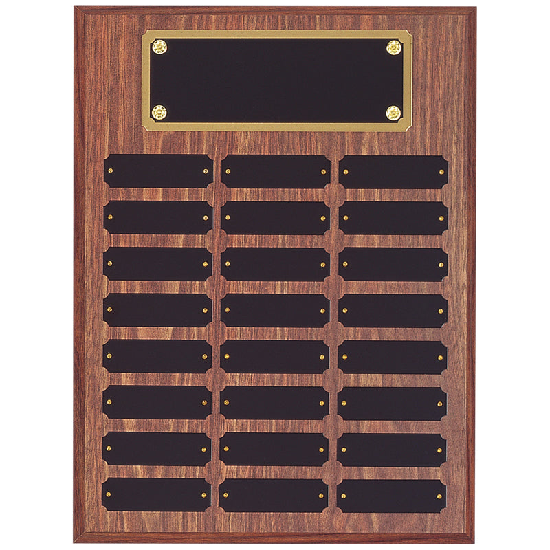 Walnut Finish Perpetual Plaque with Black and Gold Header