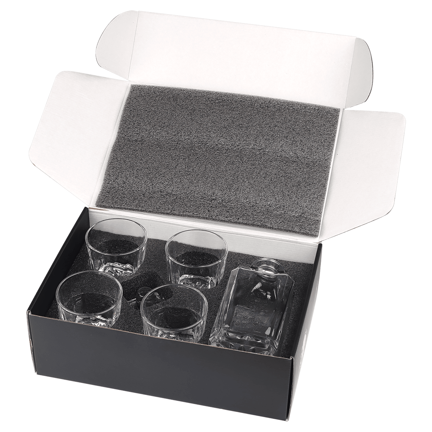 750ml Glass Decanter Set with Four 11 oz. Glasses in a Black Gift Box