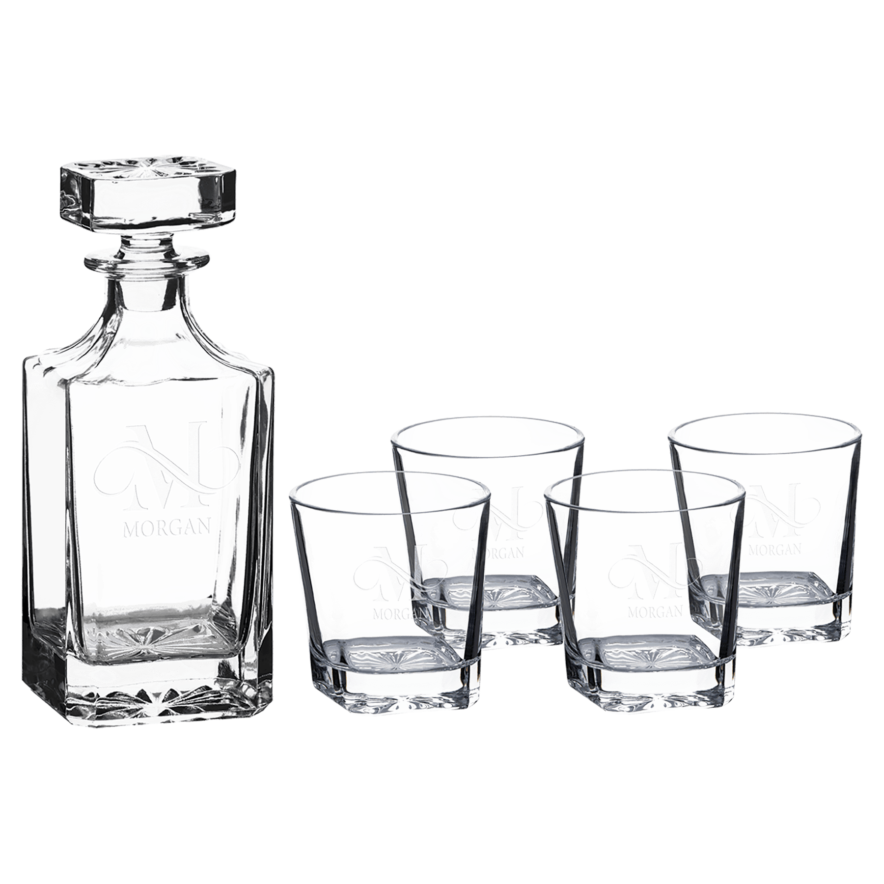 750ml Glass Decanter Set with Four 11 oz. Glasses in a Black Gift Box